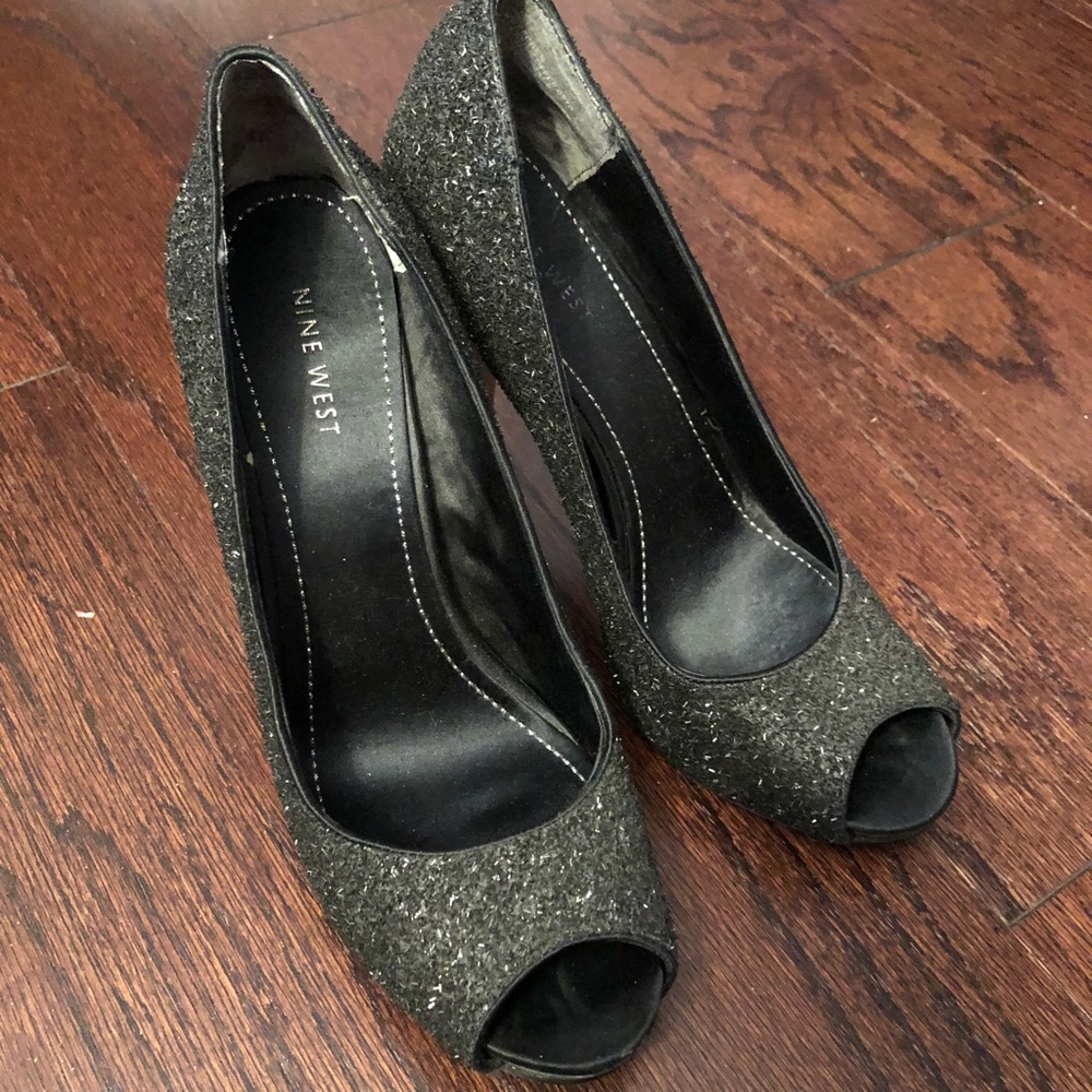 Nine West Sequin Peep Toe Pump Womens 8.5